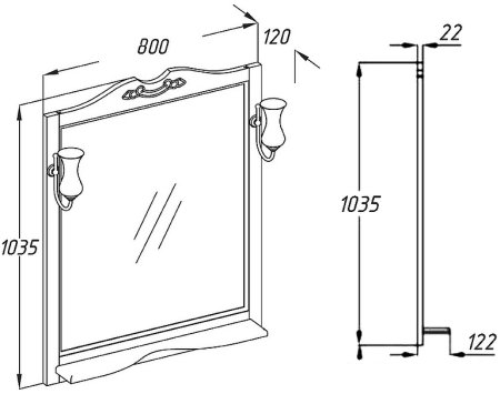 Зеркало Opadiris Брунелла 80 00-00003655 Белое матовое 