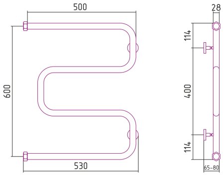 Полотенцесушитель водяной Сунержа Ш-образный 60х50 