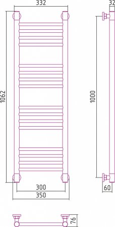 Полотенцесушитель водяной Сунержа Богема+ 100x30 прямая 