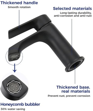 Смеситель для раковины Frap H71-6 F1071-6 Черный матовый 