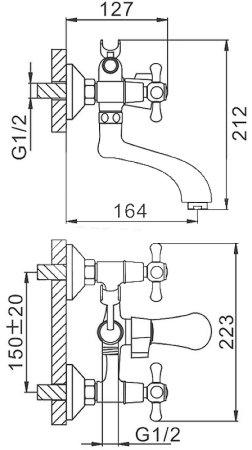 Смеситель для ванны Frap H732 F32732-B Хром 