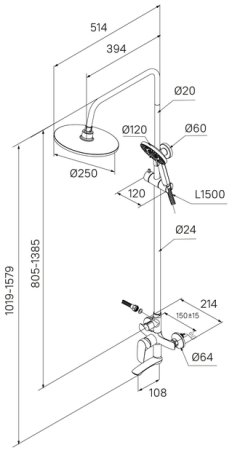Душевая система Milardo Rora (RORWT4FM06) 