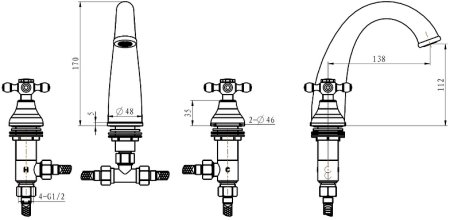 Смеситель для раковины Boheme Medici Presente 317 Бронза 