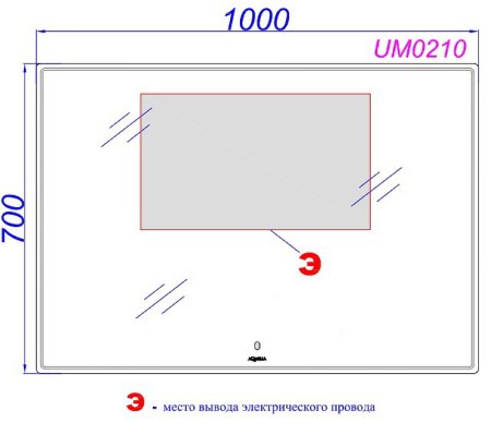 Зеркало Aqwella UM 100 UM0210 с подсветкой с сенсорным выключателем 