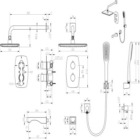 Смеситель Lemark Ursus для ванны и душа термостатический встраиваемый (LM7242BL) 