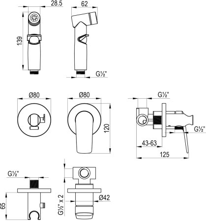 Смеситель Lemark Verba с гигиеническим душем, встраиваемый (LM11419C) 