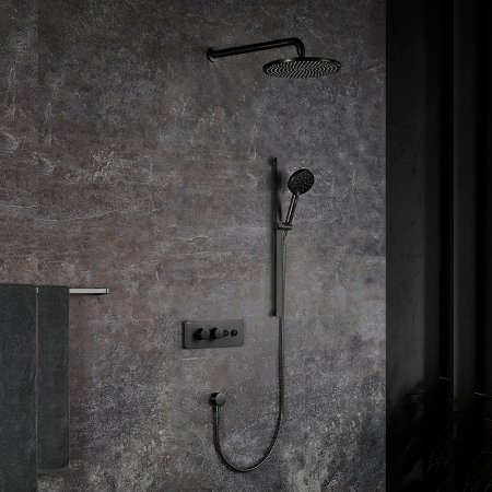 Душевая система Black&White Universe U7646GM 7646GM с термостатом Gun Metal 