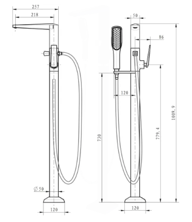 Напольный смеситель для ванны Boheme Venturo 379-B черный 