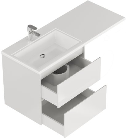 Тумба с раковиной Creto Cafor 130 L 19-W130L подвесная Белый глянец 