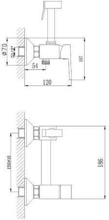 Гигиенический душ со смесителем Haiba HB5513-7 Черный матовый 