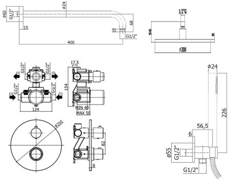 Душевая система Paffoni Light KITLIQ018CRKING с термостатом Хром 