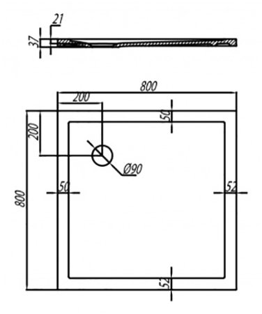 Душевой поддон из искусственного камня Aquaton Калифорния 80x80 1A713836CA010 Белый 