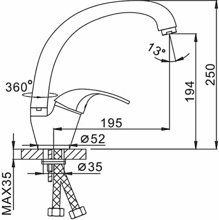 Смеситель для кухни Frap H03 F4103 Хром 