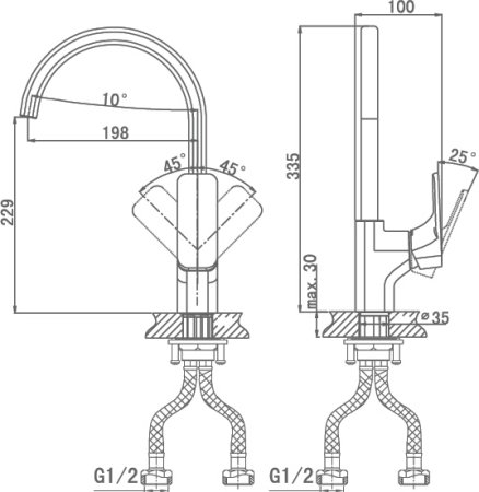 Смеситель для кухонной мойки D&K Berlin Touro DA1432403 , золото 