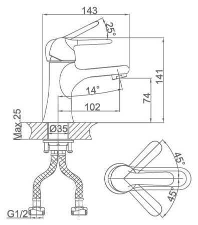 Смеситель D&K Ambrosius Rhein DA1342141 для раковины 