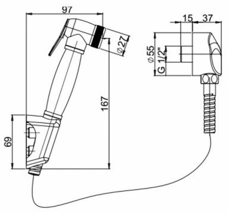 Гигиенический душ со смесителем Paini Arona ARCR690/574 Хром 