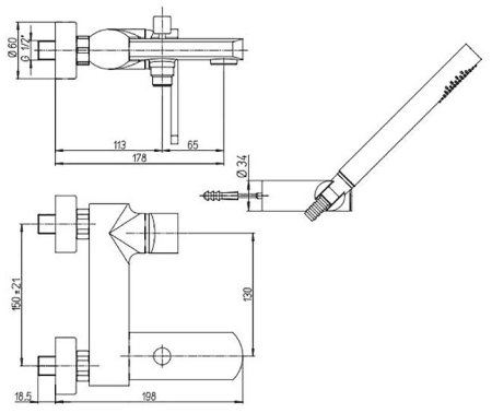 Смеситель для ванны Paini Ovo 86CR1052SKM Хром 