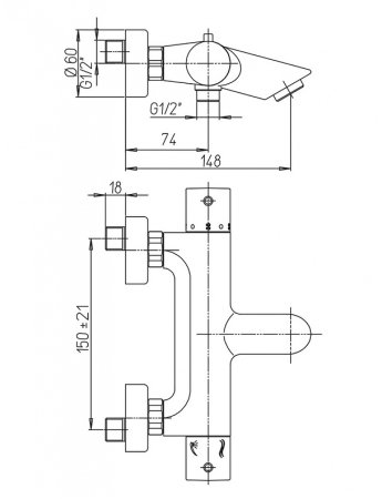 Смеситель для ванны Paini Cox 78CR111TH Хром 