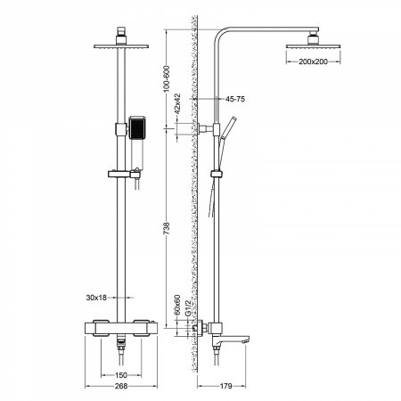 Душевая стойка Timo Tetra-thermo SX-0169/03 с термостатом, черная 