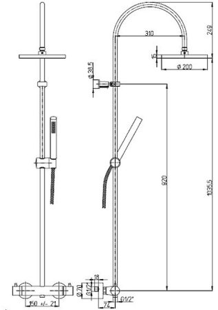 Душевая система Paini Cox 78CR689THABS1KM Хром 