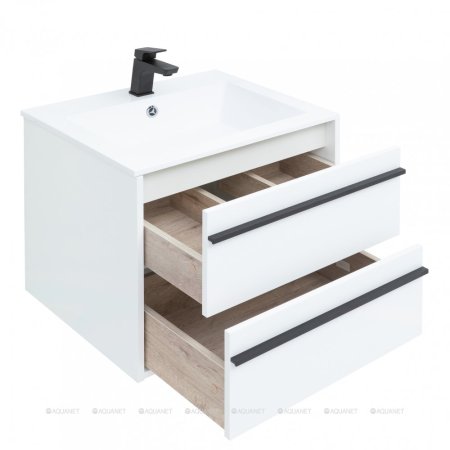 Тумба с раковиной Aquanet Lino 60 белый матовый 