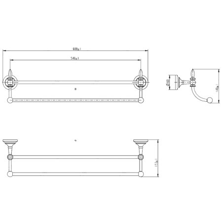 Полотенцедержатель Melana MLN-820002 двойной Хром Золото 