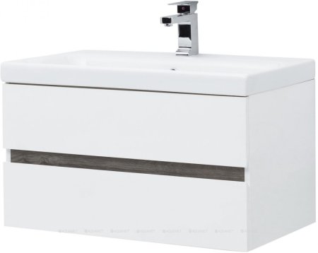 Тумба с раковиной Aquanet Беркли 80 белый/дуб рошелье 