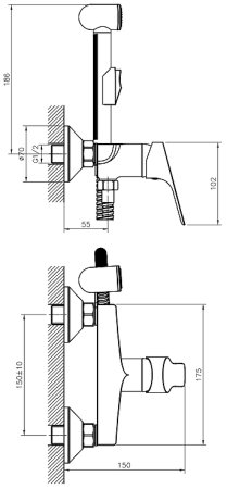 Гигиенический душ со смесителем Rossinka RS29-52 Хром 