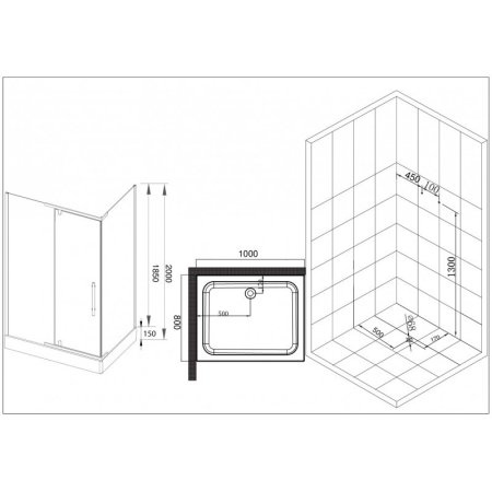 Душевой уголок Esbano ESD-8190 с поддоном 100x80 см, профиль хром, стекло прозрачное 
