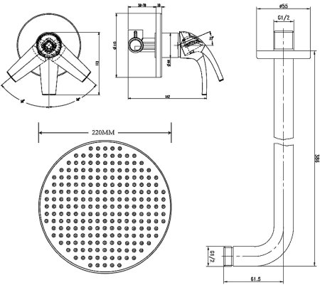 Душевая система ESKO Set_3in1 Хром 