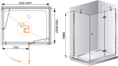 Душевой уголок Cezares Verona W AH1 90/80 C Cr 