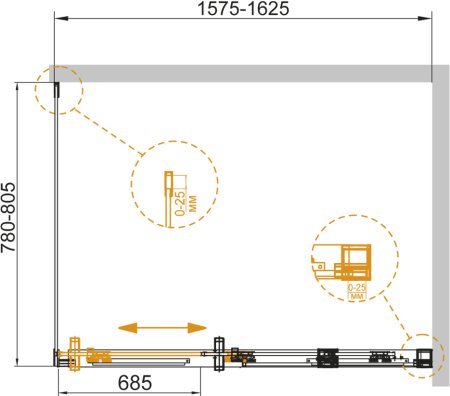 Душевой уголок Cezares Duet Soft AH 1 160/80 C Cr 
