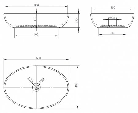 Раковина-чаша Abber Kristall 60 AT2801Opal Коричневая 
