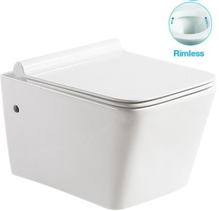 Унитаз подвесной SantiLine SL-5004 безободковый, с микролифтом 