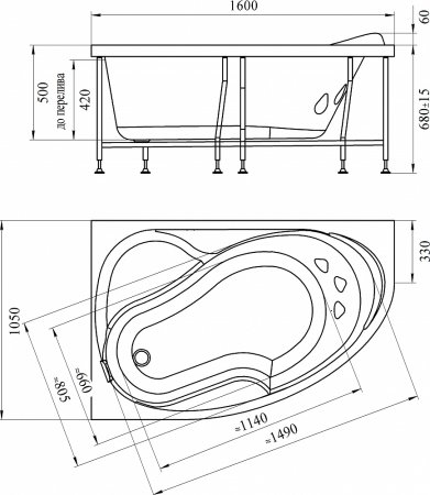 Акриловая ванна Radomir Амелия левая 