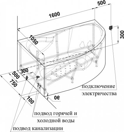 Акриловая ванна Radomir Амелия левая 