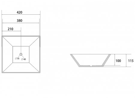 Раковина-чаша Abber Rechteck 42 AC2214MB Черная матовая 