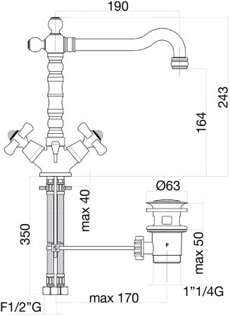 Смеситель для раковины Fiore MARGOT SKY (SWAROVSKI®) 01CO0625, хром/золото 