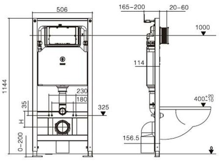 Инсталляция WeltWasser WW Amberg 506 ST 10000005989 для унитаза без клавиши смыва 