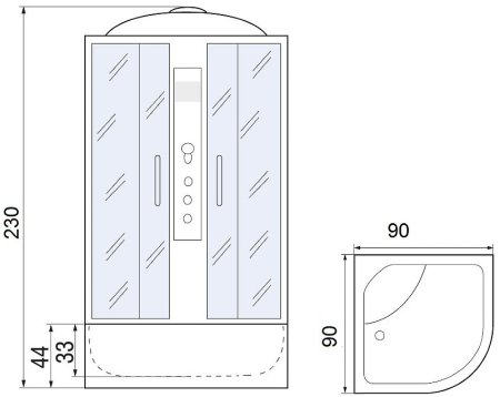 Душевая кабина River Desna XL 90x90 TH 10000006150 с гидромассажем 