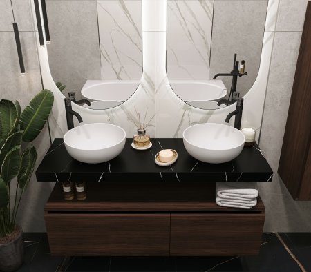 Столешница под раковину Boheme Armadi Art Flat 140 869-140-NM Черный мрамор 