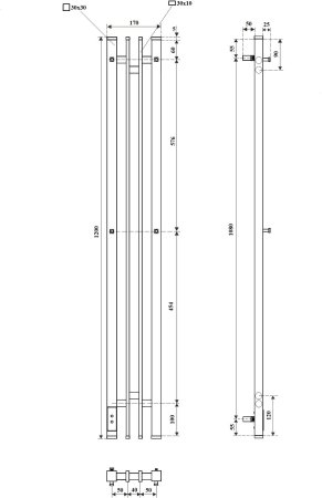 Полотенцесушитель электрический Point Фрея PN20722GB П2 140x1200 диммер слева, графит блеск 