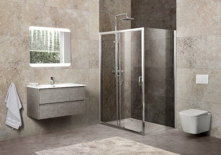 Душевой уголок BelBagno Unique 135х80 UNIQUE-AH-1-120/135-80-C-Cr профиль Хром стекло прозрачное 