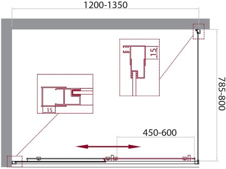 Душевой уголок BelBagno Unique 135х80 UNIQUE-AH-1-120/135-80-C-Cr профиль Хром стекло прозрачное 