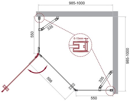 Душевой уголок BelBagno Kraft 100х100 KRAFT-P-1-100-C-Cr-L профиль Хром стекло прозрачное 