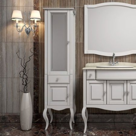 Шкаф пенал Opadiris Лаура 44 L Z0000012756 Белый матовый ручки Swarovski Хром 