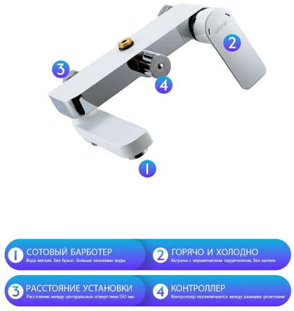 Душевая система Gappo G48 G2448 Белая Хром 