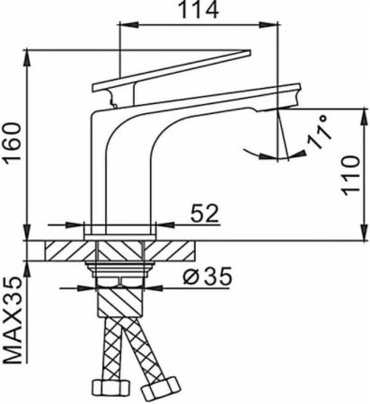 Смеситель для раковины Frap H57 F1057 Черный матовый Хром 