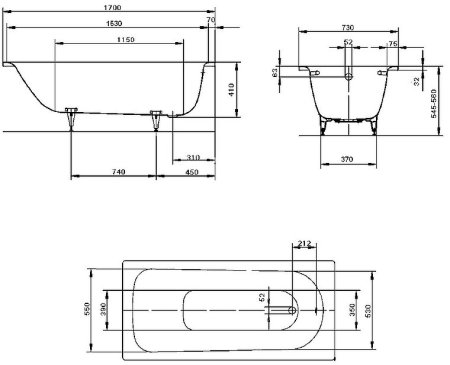 Стальная ванна Kaldewei Saniform Plus 372-1 160х75 112500010001 без покрытия 