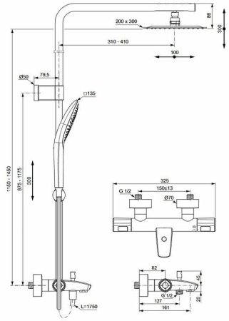 Душевая система Ideal Standard Ceratherm T100 A7591AA с термостатом Хром 